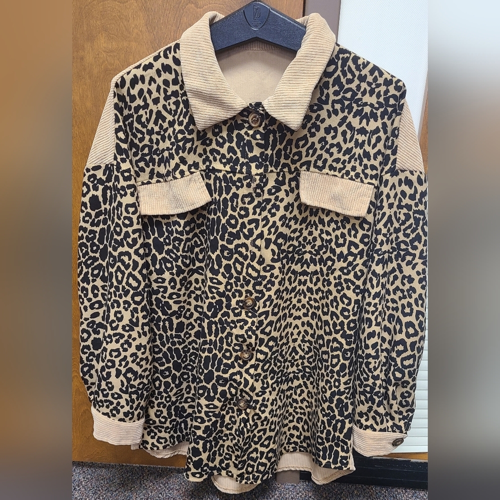 SHEIN Animal Print Button Up Shirt